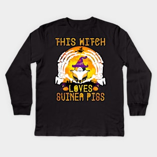 This Witch Loves Guinea Pigs Halloween (97) Kids Long Sleeve T-Shirt